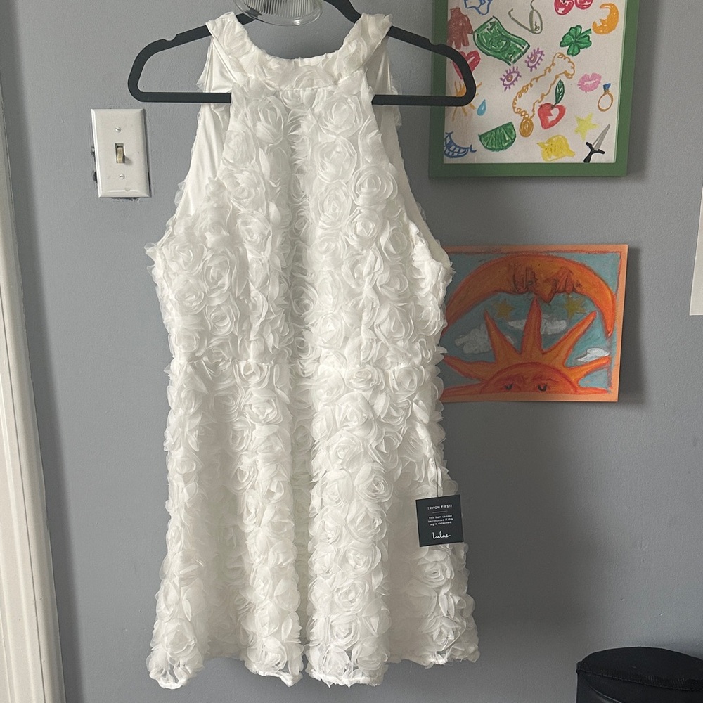 Lulus L White Midi Halter Dress